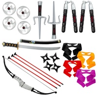 Dress Up America Ninja-Waffen-Set für Kinder – Ninja-Spielzeug-Set enthält Katana, Pfeil und Bogen, Augenmasken – Ninja-Krieger-Kostüm-Zubehör-Set für Kinder