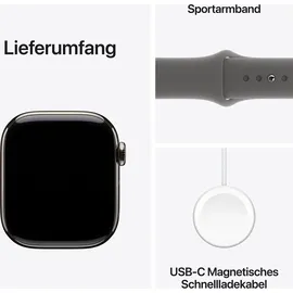 Apple Watch Series 10 GPS + Cellular 46 mm Titangehäuse natur Sportarmband steingrau M/L