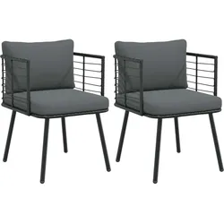 vidaXL Gartenstühle 2 Stk. mit Kissen Schwarz Poly Rattan, Gartensessel, Stuhl, Outdoor Sessel, Garten Sessel, Sessel, Terrassenstuhl, Terrassensessel