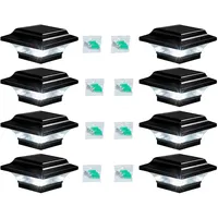 XRR 8 Stück Solar pfostenkappen Lichter 7x7 8x8 9x9 10x10 12x12 15x15 Led Pfostenkappe Zaun Lichte,Pfostenleuchte, IP65 Wasserdicht Zaunpfosten Lampe für hölzerne metall Pfosten Garten Deko-Schwarz