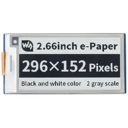 2,66 Zoll E-Paper E-Ink Display Modul für Raspberry Pi Pico, 296×152, schwarz/weiß