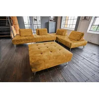 KAWOLA Sofa WIOLO Ecksofa velvet mit Hocker cognac
