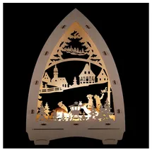 Saico Original LED-Lichterspitze, Wildfütterung, + geschnitzten Rehen Batteriebetrieb, 21,5x29x4,7