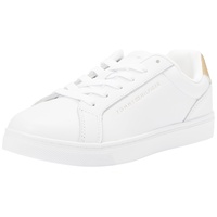 Tommy Hilfiger Damen Essential FW0FW07908 Cupsole Sneaker, Weiß (White/Gold), 35 EU