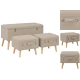 vidaXL Hocker mit Stauraum 3 Stk. Beige Stoff