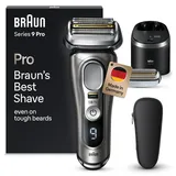 Braun Series 9 Pro Premium Rasierer Herren Elektrisch mit 4+1 Scherkopf, Elektrorasierer und Trimmer, inkl. Scherkopf, 60 Minuten Akkulaufzeit, Wet und Dry Anwendung auf 1, 3 und 7-Tage-Bart, 9465cc