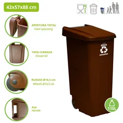 WellHome – 110-Liter-Mülleimer mit Rädern, ideal für das Recycling von organischen Abfällen