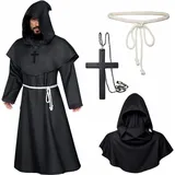 Taufe Mönch Robe Kostüm,Halloween mönch kostüm,Mönchskostüm,Priester robe,Mönch Priester Gewand,Mönchskutte Mittelalter,Herren Männer Mönchskutte,Gewand Mönchskutte Kostüm,für Halloween Kostüme(L)