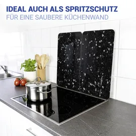 Wenko Herdabdeckplatte Universal 2er Set Terrazzo schwarz