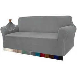 luxuskollektion Sofabezug Stretch Jacquard Elastisch 3 Sitzer Silber