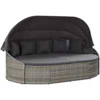 Outdoor-loungebett Mit Dach Grau
