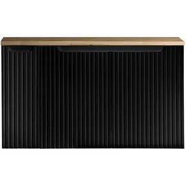 [en.casa] Waschbeckenunterschrank Skelbolu mit 3 Türen 100x60x40cm Schwarz/Eichenoptik [en.casa]