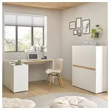 Lomadox Büromöbel Set Weiß Mit Eiche Crisp-61 Modern 3-teilig Mit Schreibtisch