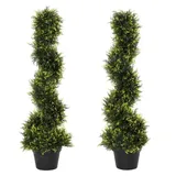 Outsunny - 2er Set Künstliche Zedernbaum Groß 90 Cm Kunstpflanze, Plastik Künstliche Pflanzen Zeder Im Topf, Spiralpflanze Wie Echt Für Wohnzimmer Schlafzimmer Büro Garten Moderne Dekoration