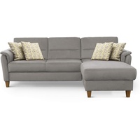 CAVADORE Schlafsofa Palera / Federkern-Ecksofa mit Schlaffunktion und Bettkasten / 244 x 89 x 163 / Mikrofaser-Bezug, Hellgrau