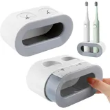 Vicloon Universal Zahnbürstenhalter,2PCS Elektrische Zahnbürstenhalter,Zahnbürstenhalter Wandmontage mit Ablaufloch,Zahnbürstenhalter Ohne Bohren,Zahnbürstenhalter für Badezimmer-Grau