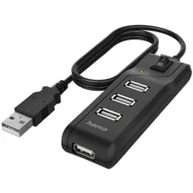 Hama 4 Ports USB 2.0-Hub Schwarz