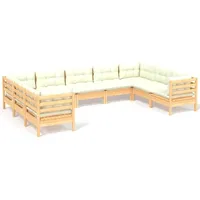 vidaXL Garten-Lounge-Set 9-tlg. creme Kiefernholz