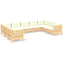 vidaXL Garten-Lounge-Set 9-tlg. creme Kiefernholz
