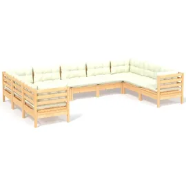 vidaXL Garten-Lounge-Set 9-tlg. creme Kiefernholz