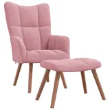 vidaXL Relaxsessel mit Hocker Rosa Samt