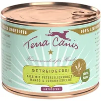 Terra Canis Getreidefrei 200g Dose Hundenassfutter 12 x 200 Gramm Kalb mit Petersilienwurzeln, Mango & Johannisbeere