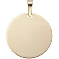 Schmuck Krone Kettenanhänger Gravurplatte Kreis 24mm aus 333 Gelbgold, Gold 333 goldfarben