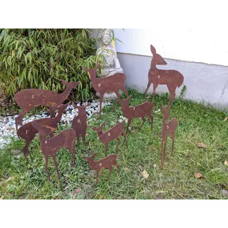 Zen Man Edelrost Hirschfamilie Metall-Hirsch REH Rost Metall Rostfigur Metalldeko Gartenfigure Weihnachten Weihnachtsdeko (7: 20*H24cm)