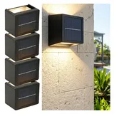 ideoon lights 4er Set LED Solar Wandleuchte Kunststoff 9,0 cm inkl. Akku & Sensor Warmweiss/Kaltweiss