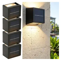 ideoon lights 4er Set LED Solar Wandleuchte Kunststoff 9,0 cm inkl. Akku & Sensor Warmweiss/Kaltweiss
