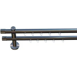 INDEKO Gardinenstange INDEKO "Bern", schwarz, L:430cm, Aluminium, Gardinenstangen, Innenlauf Komplett-Set inkl. Gleitern und Montagematerial
