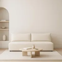 Sofello Ecksofa LUNO mit Schlaffunktion Beige – Moderne Cordsofa für Ihr Wohnzimmer, Schlaffläche: 204×144 cm (Quelle 02 - Creme)
