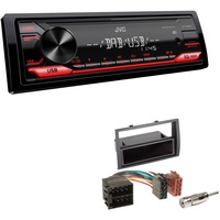 JVC KD-X182DB 1-DIN Media Autoradio AUX-In USB DAB+ mit Einbauset für Peugeot Boxer alle schwarz