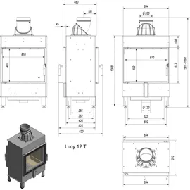 Kratki LUCY Tunnel 12kW Stahl Schwarz