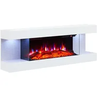 BALDERIA Elektrokamin Lumina | Elektrischer Wandkamin mit 3D-Flammeneffekt | Elektro Heizung 1000/2000W, LED-Beleuchtung | Kamin mit Fernbedienung, Timer & Thermostat | Weiß