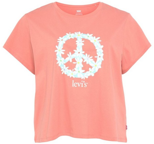 Levi's® Plus Rundhalsshirt PL GRAPHIC AUTHENTIC TEE mit Peace Symbolprint aus Blumen orange XXXL (50)