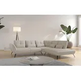 PLACES OF STYLE Ecksofa PLACES OF STYLE "Mikado L-Form", beige (creme), B:297cm H:88cm T:245cm, 100% Polyester, Sofas, Ecksofa, inkl. Sitztiefenverstellung und Armteilverstellung