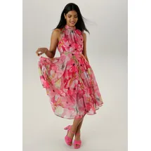 Aniston SELECTED Cocktailkleid Florale Musterung Gelb/Pink/Rosa/Schwarz 40