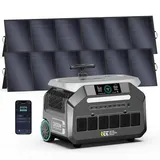IEE 3200W Tragbares powerstation P3200 mit 2 x 500W Solarmodulen, 2048Wh Solargenerator, Lithium-Eisenphosphat-Akku, 1000W Solarladung, App, 16 Anschlüsse, Tragbares Kraftwerk für Camping