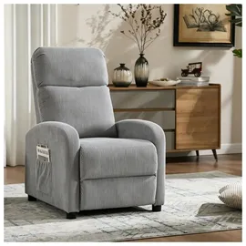 Hti-Living Liegesessel Jasna Cord 66,5 x 103 x 70 cm Grau mit Relaxfunktion