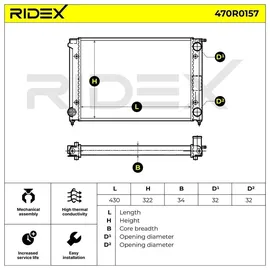RIDEX 470R0157 Kühler, Motorkühlung Schaltgetriebe, Kunststoff