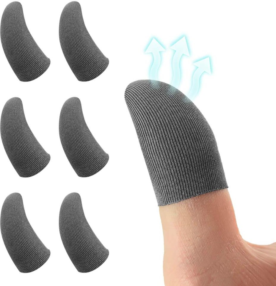 DLseego PUBG Mobile Game Controller Finger Sleeve Sets [6 Pack], Glattes Dünnes Atmungsaktiv Anti-Sweat-Empfindliche Voll Touch Screen-Joystick-Finger Set für Knives Out/Rules of Survival