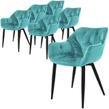 ML-Design Esszimmerstühle 6Er Set Petrol Küchenstuhl mit Dickem Samtstoff