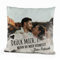 Love Faith Drück Mich Paar-Kissen 40 x 40 cm - Personalisiertes Sofa Kissen eigenem Foto & Namen - Geschenk für sie & ihn