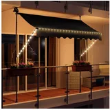 Swing&Harmonie LED - Markise mit Kurbel Klemmmarkise Balkonmarkise Sonnenschutz Terrasse Balkon - 250x150cm - anthrazit)