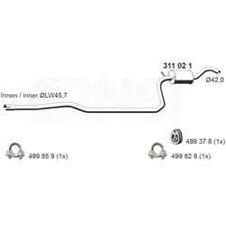 ERNST Vorschalldämpfer  für FORD 89FB-5230-MC 89FB-5230-KA 89FB-5230-KB 311021