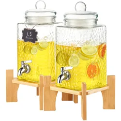 VEVOR Getränkespender, 5,5 L Getränkespender für Partys, Saftspender aus Glas mit Ständer, Zapfhahn aus Edelstahl, Eistee-Limonadensaft-Wasserspender, für Restaurants, Hotels, Partys
