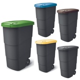 Prosperplast Wheeler Müllbehälter mit Rädern und Deckel Mülltonne Müllgroßbehälter Großmülltonne Universaltonne Kunststoff Anthrazit 90L