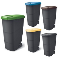 Prosperplast Wheeler Müllbehälter mit Rädern und Deckel Mülltonne Müllgroßbehälter Großmülltonne Universaltonne Kunststoff Anthrazit 90L