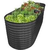 Lemodo Hochbeet Metall oval 240 x 80 x 78 cm Anthrazit